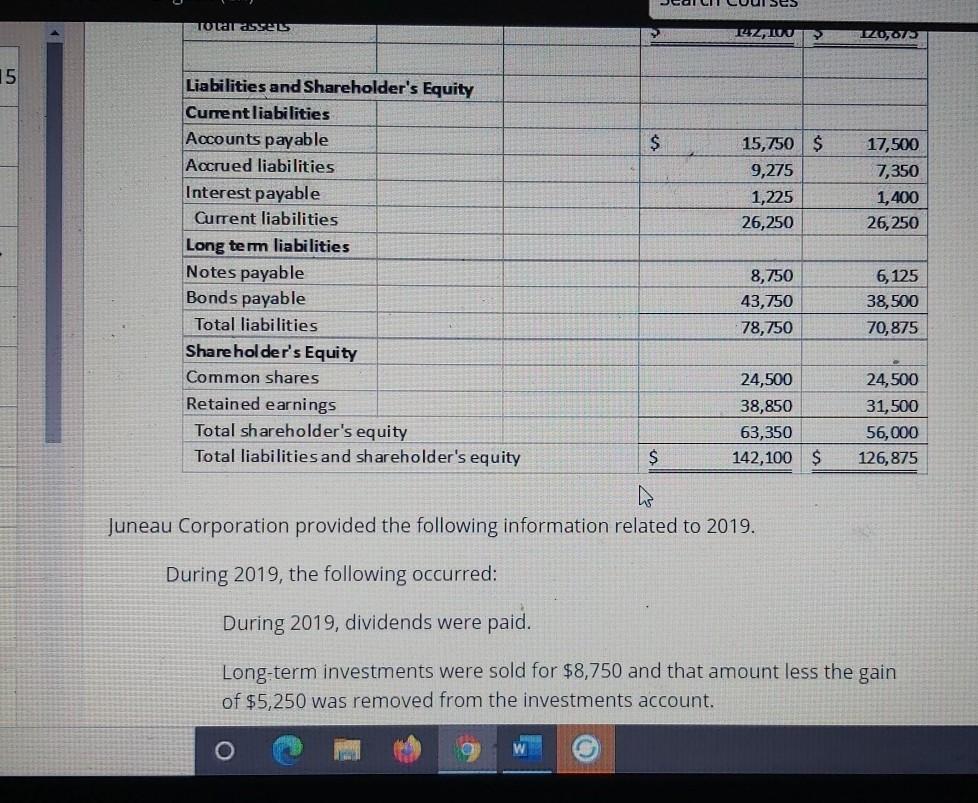 of cash flows using the direct method. Question 3. (25 marks) Juneau