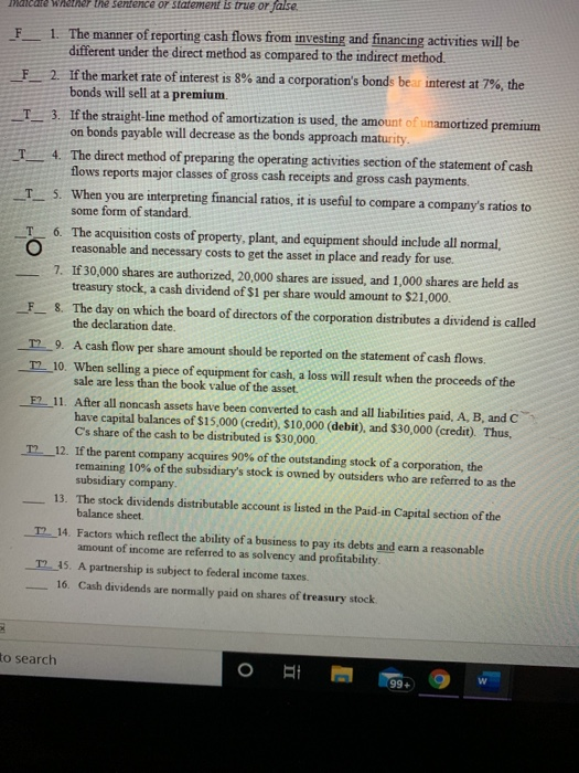  true or false? accouting true or false Malale Werner the sentence