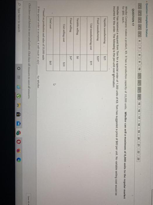  Question Completion Status: 6 7 10 15 16 17 18 19