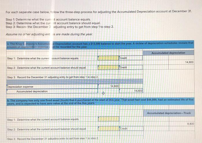  For each separate case below, follow the three-step process for adjusting