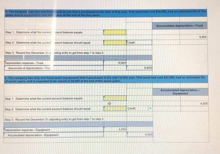 the Accumulated Depreciation account at December 31 Step t Determine what the