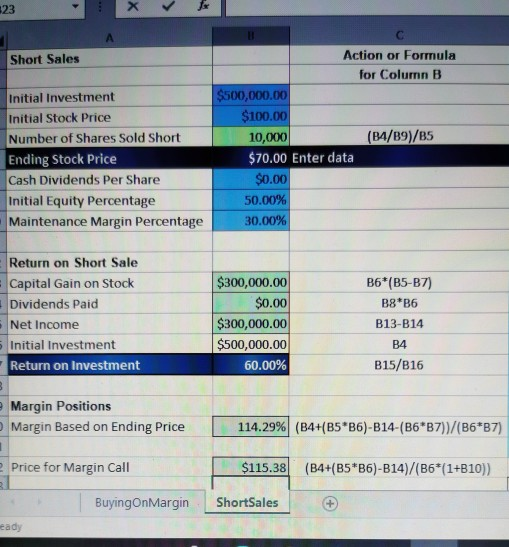 Price Cash Dividends During Hold Per. Initial Equity Percentage Maintenance Margin Percentage