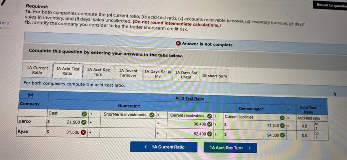 below) Summary information from the financial statements of two companies competing in