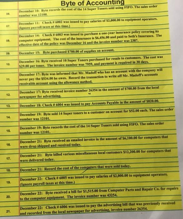 line method of depreciation Ariew of Byte's payroll records show that unpaid