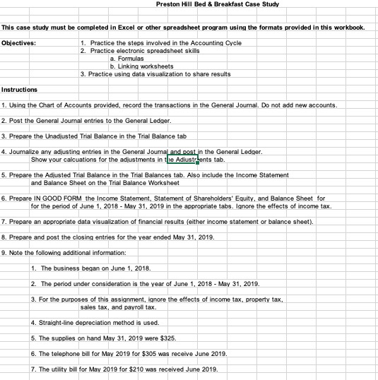  Preston Hill Bed & Breakfast Case Study This case study must