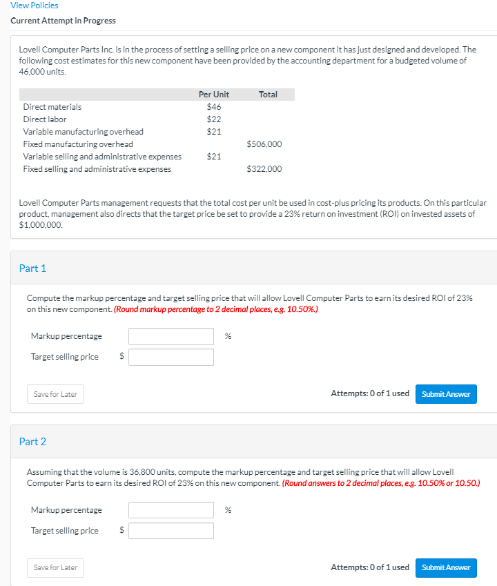 View Policies Current Attempt in Progress Lovell Computer Parts Inc. is