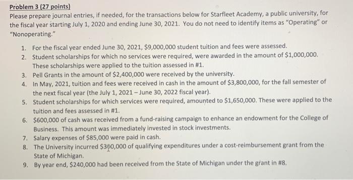 please solve it as soon as possible Problem 3 (27 points) Please