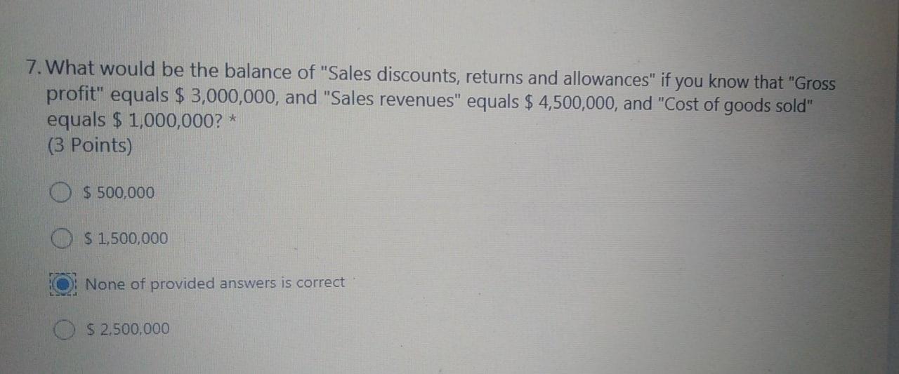 answer with showing all working 7. What would be the balance of