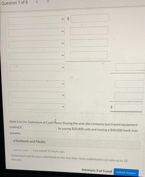 returns 2,300 2,000 Prepaid expenses 18,000 26,000 Equipment 265,000 240,000 Accumulated depreciation