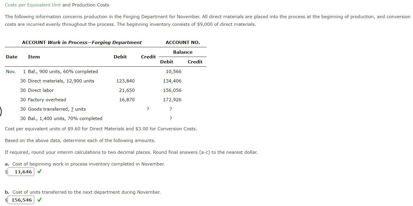 of ending work in process inventory on November 30. 16,380 d. Costs