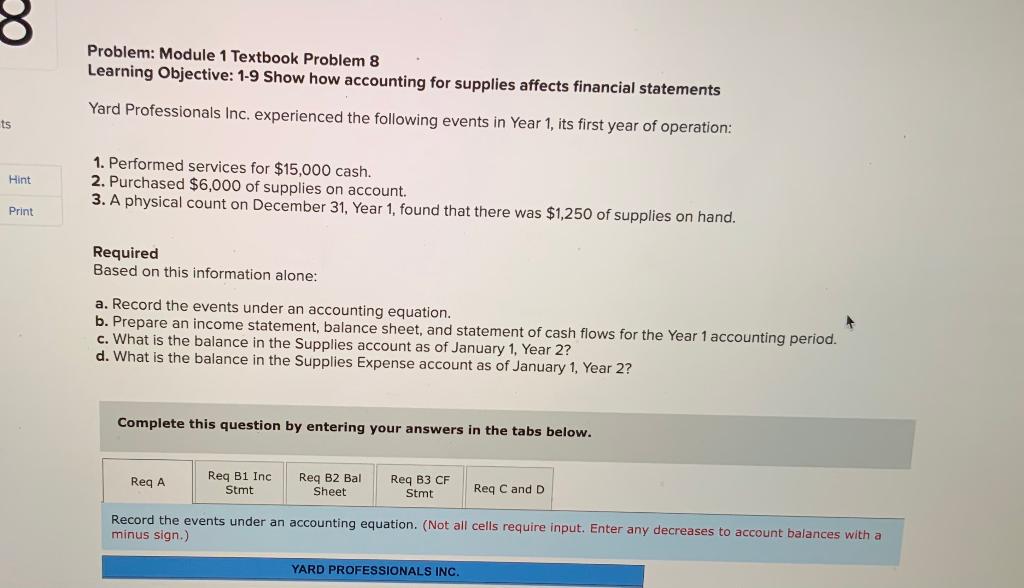  Problem: Module 1 Textbook Problem 8 Learning Objective: 1-9 Show how