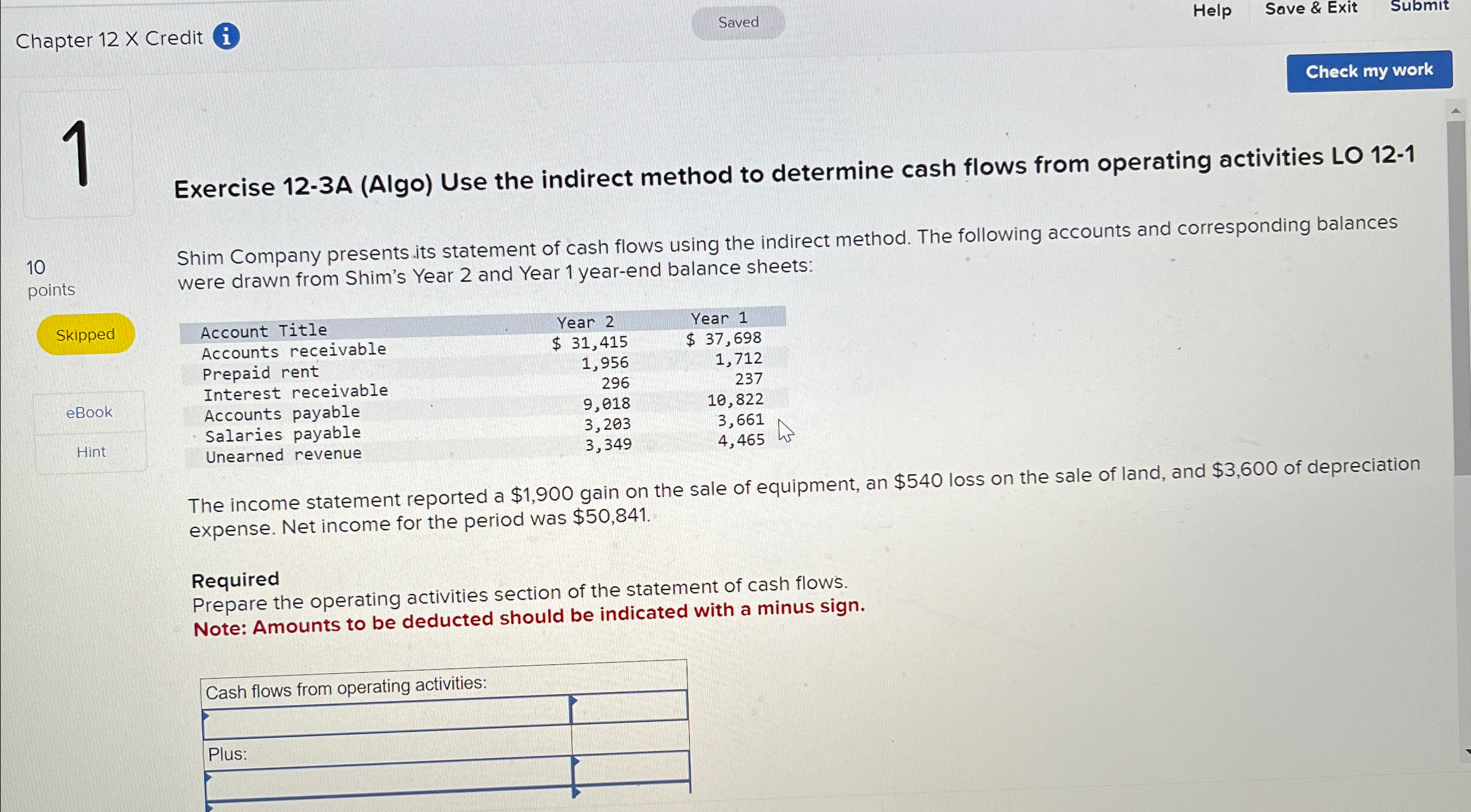  Chapter 12 Credit Help Save & Exit Submit 1 10 points