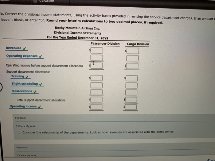 Passenger Division and the Cargo Division. The following divisional income statements were