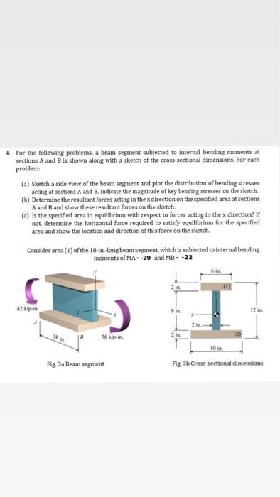 4. For the following problems, a beam segment subected to Internal