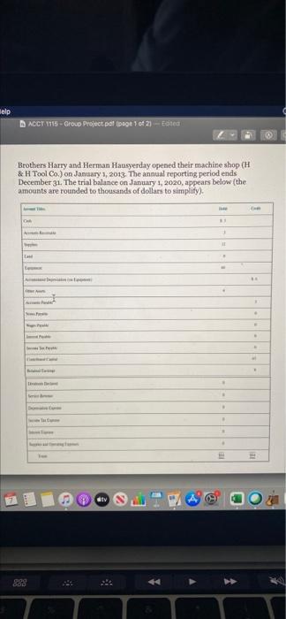 HELP Help DACCT 1115 - Group Project pel page 1 of 2)