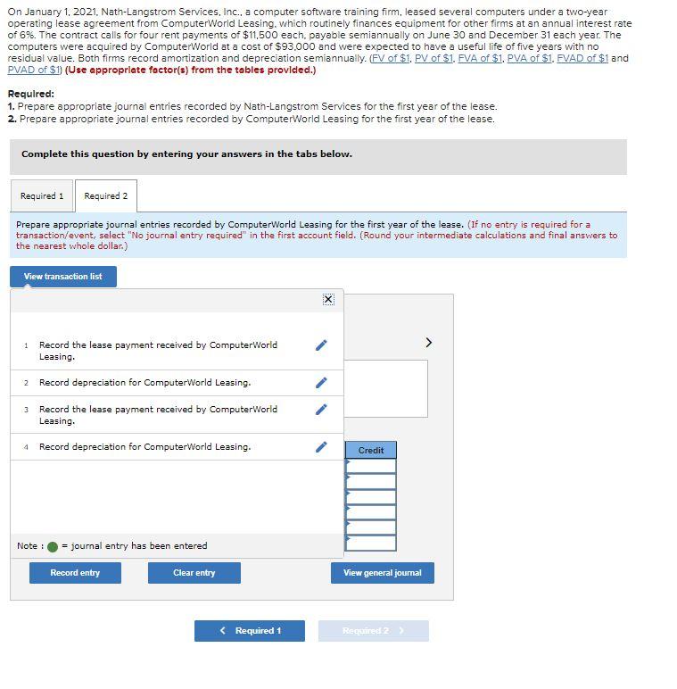 firm, leased several computers under a two-year operating lease agreement from Computerworld