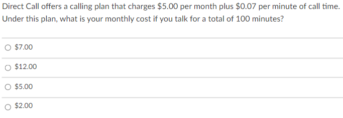 Direct Call offers a calling plan that charges $5.00 per month