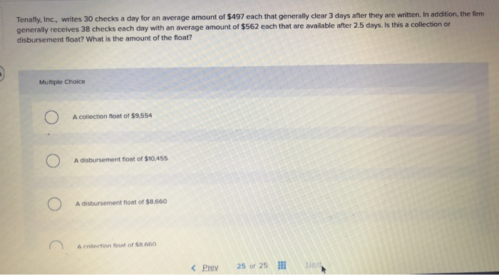  Tenafly, Inc., writes 30 checks a day for an average amount