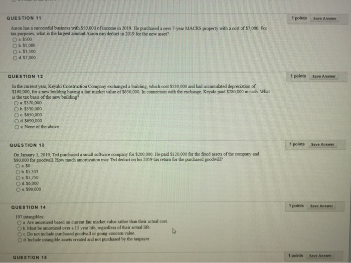  QUESTION 11 1 points Save Answer Aaron has a successful business