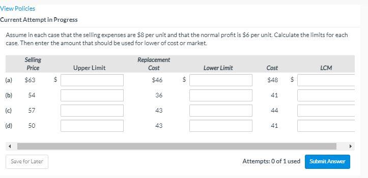  View Policies Current Attempt in Progress Assume in each case that