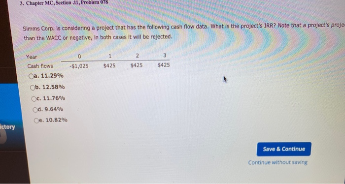  3. Chapter MC, Section .11, Problem 078 Simms Corp. is considering