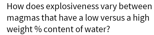 I need full explained answer How does explosiveness vary between magmas that