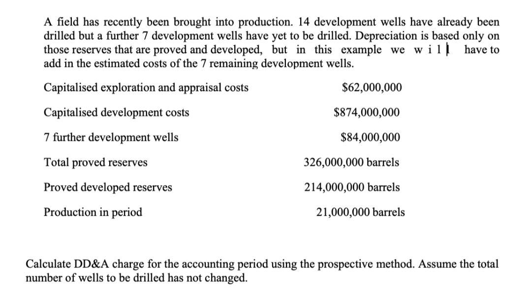  A field has recently been brought into production. 14 development wells