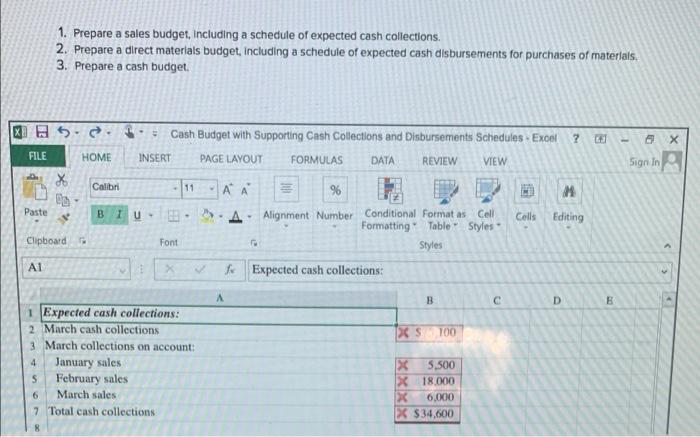 need the correct answer please. 1. Prepare a sales budget, including a