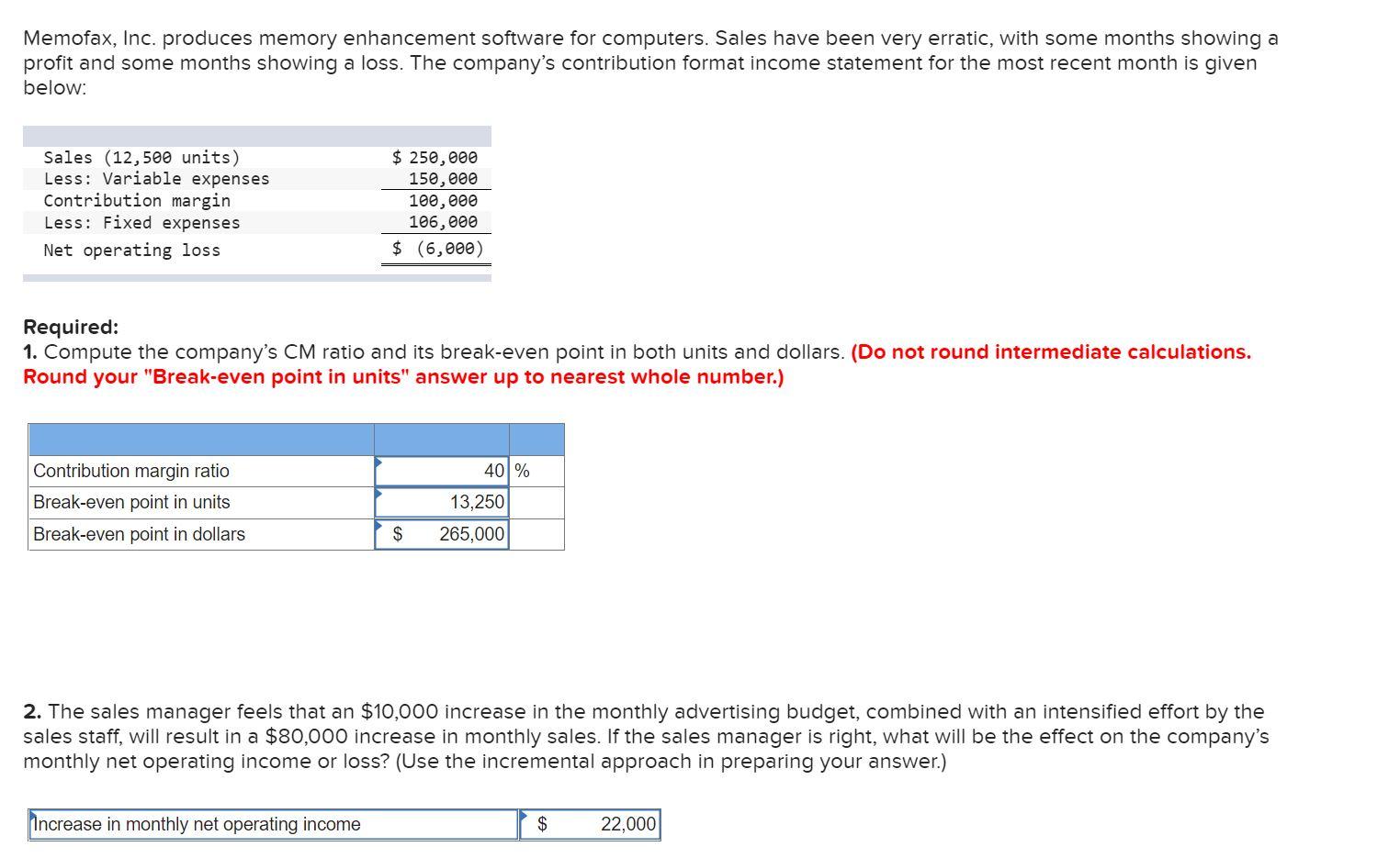 q2, please answer #5a.b & d. Memofax, Inc. produces memory enhancement software