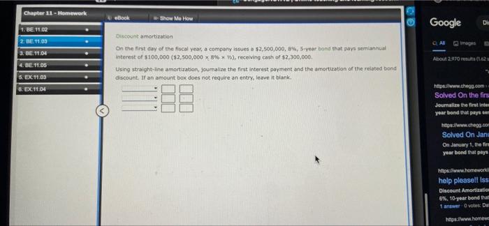  Chapter 11 - Homework ebook Show Me How Google 1. BE