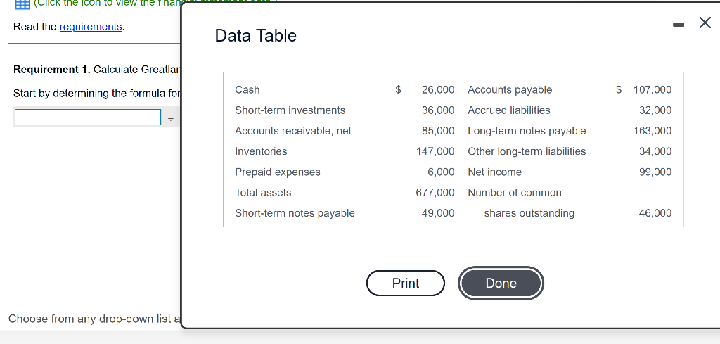 items: (Click the icon to view the financial statement data.) Read the