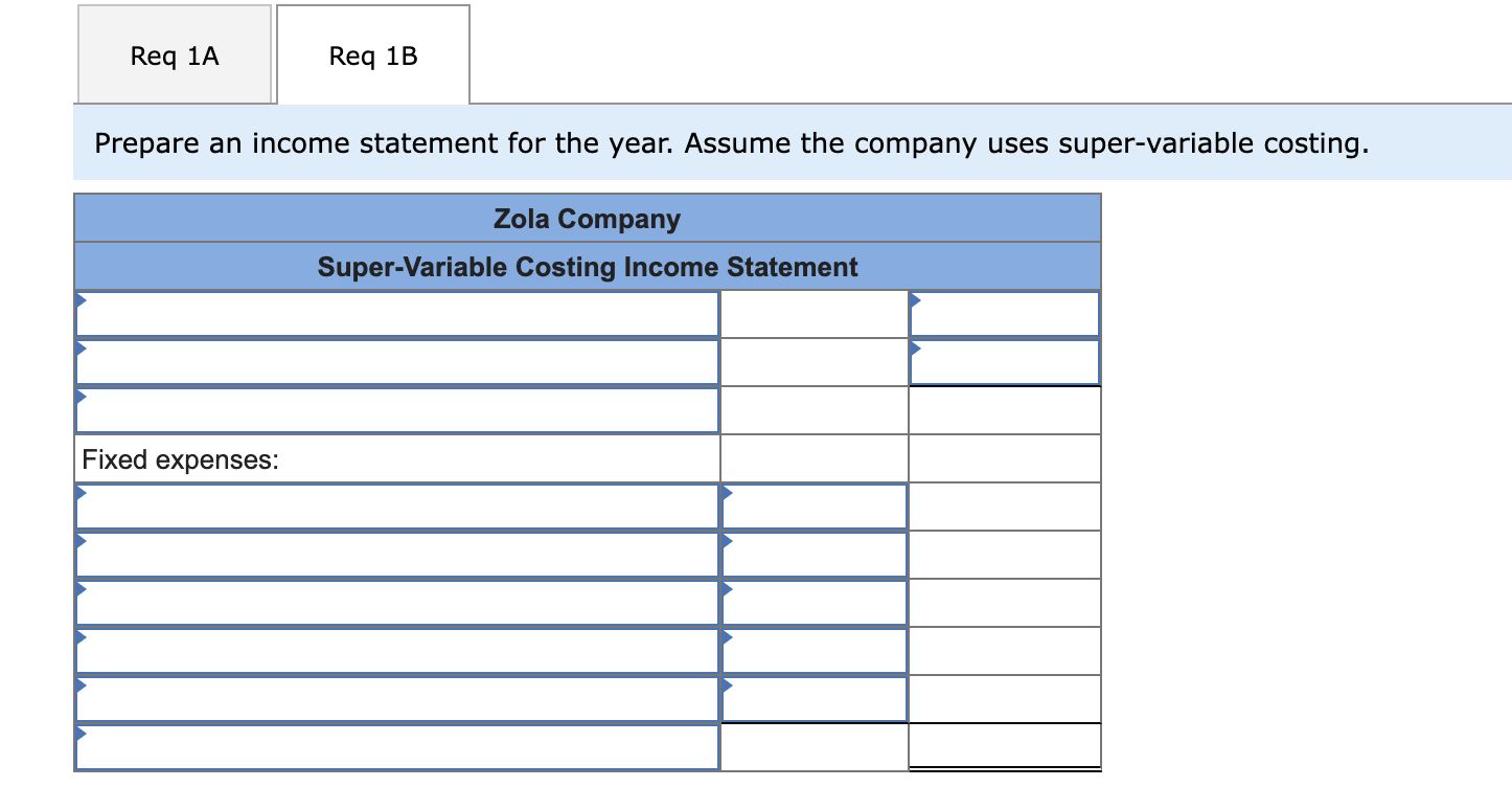 Income Statements [LO6-1, LO6-2, LO6-3] Walsh Company manufactures and sells one product.