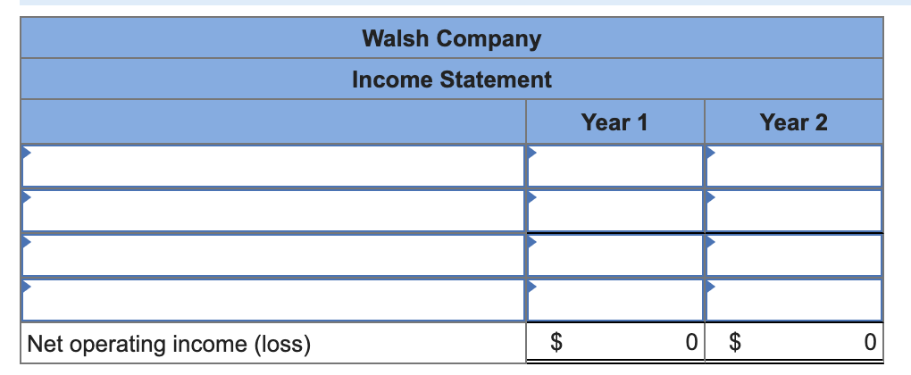 manufacturing overhead Variable selling and administrative Fixed costs per year: Fixed manufacturing