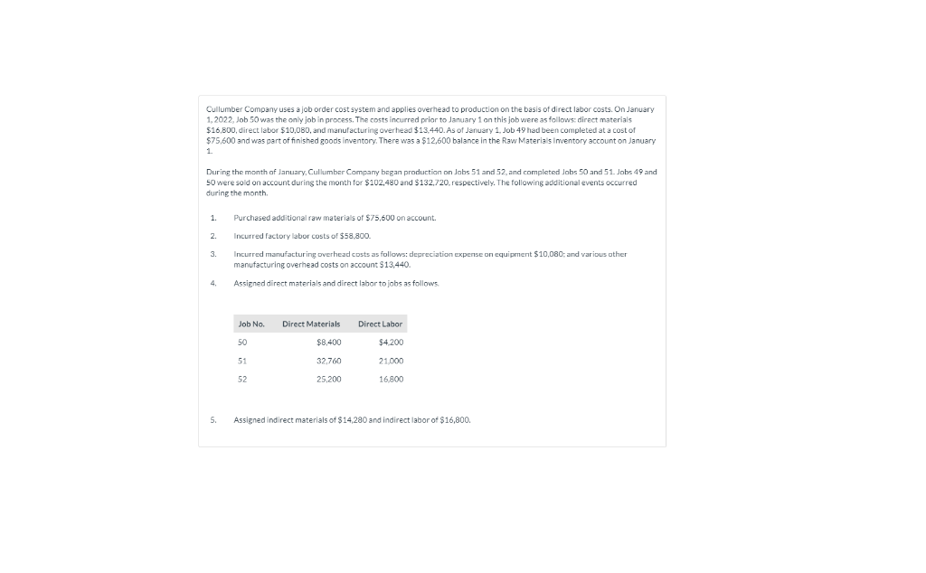 2022, assuming Cullumber Company estimates total manufacturing overhead costs of $705,600, direct