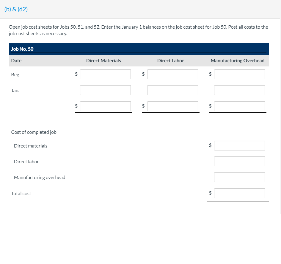 Accounts Attempts: 1 of 2 used Cullumber Company uses a job order