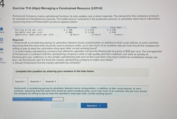  4 Exercise 11-6 (Algo) Managing a Constrained Resource (L011-6) Book $950