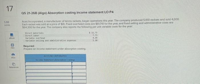 Incorporated, a manufacturer of tennis rackets, began operations this year. The company