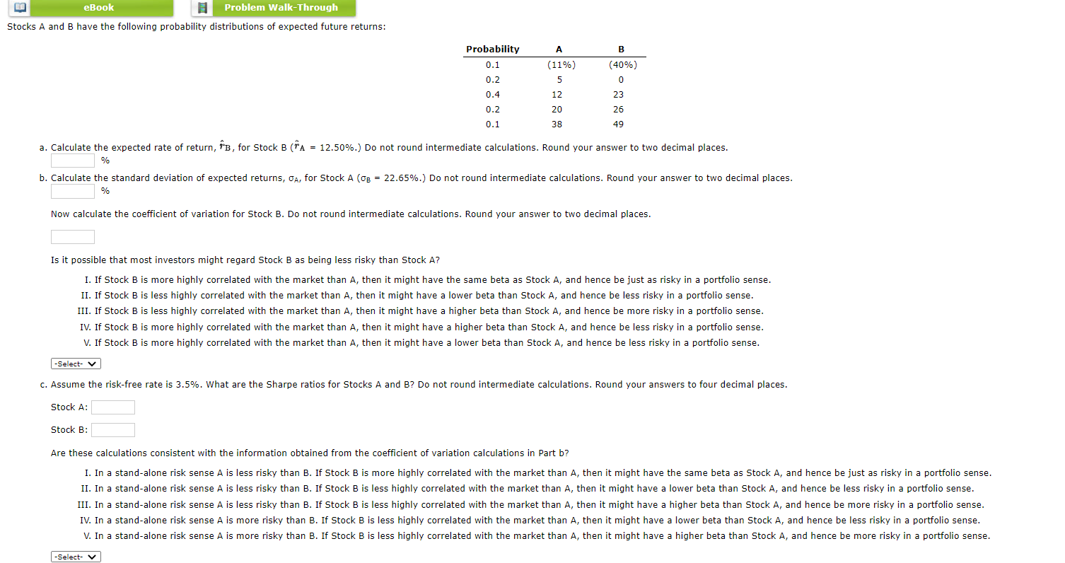 Please Make sure C. A and B Four Decimal Places... eBook Problem