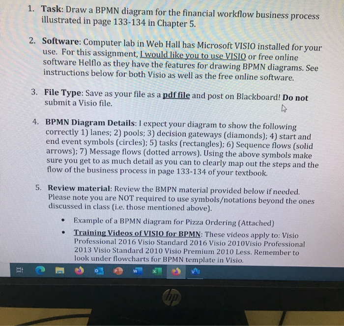  1. Task: Draw a BPMN diagram for the financial workflow business