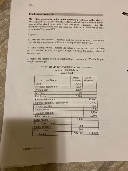  5B-16 Problems for Section 5B 5B-1. (This problem is similar to