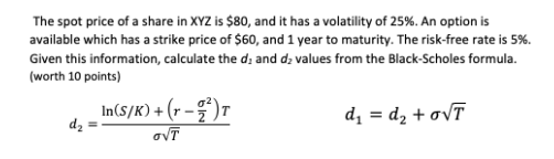 Please show all work - no excel sheets if possible The spot