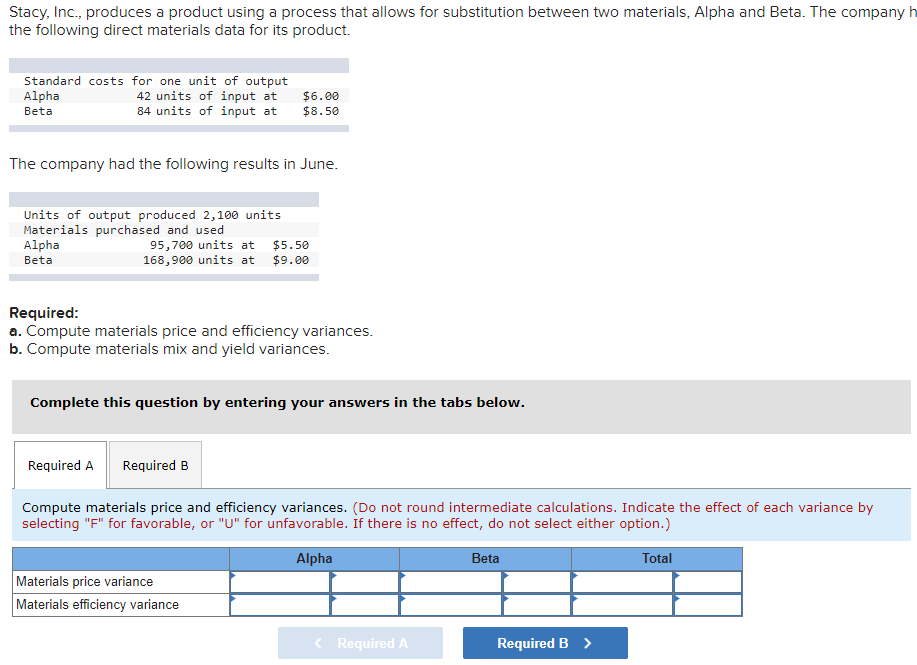  Stacy, Inc., produces a product using a process that allows for