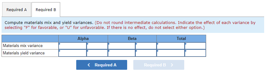substitution between two materials, Alpha and Beta. The company h the following
