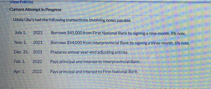  View Policies Current Attempt in Progress Udala Uke's had the following