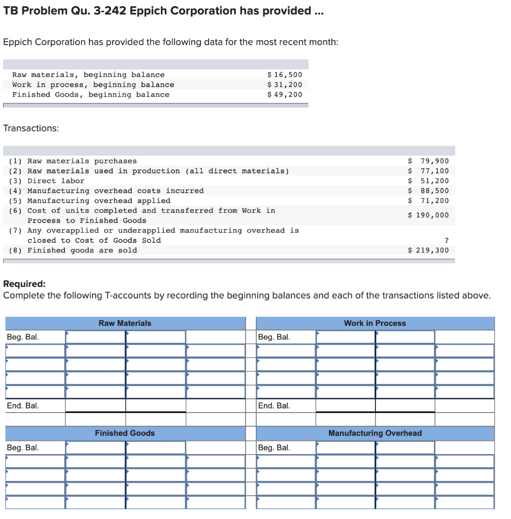 TB Problem Qu. 3-242 Eppich Corporation has provided ... Eppich Corporation
