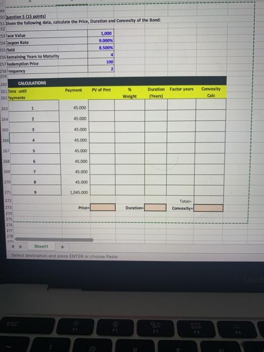  19 So Question 5.115 points) 51 Slven the following data, calculate