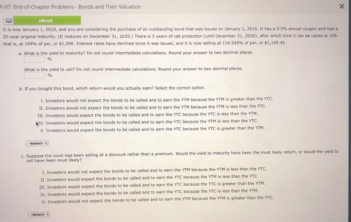 h 07: End-of-Chapter Problems - Bonds and Their Valuation eBook It