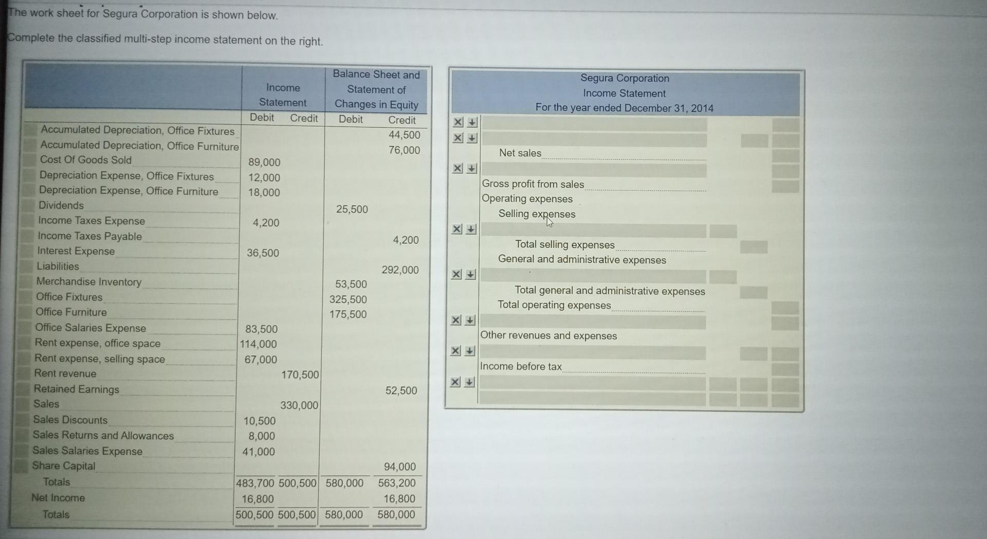 complete the income statement and please write it clearly (excel) The