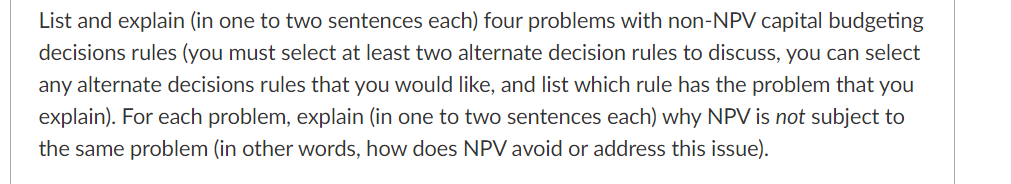  List and explain (in one to two sentences each) four problems