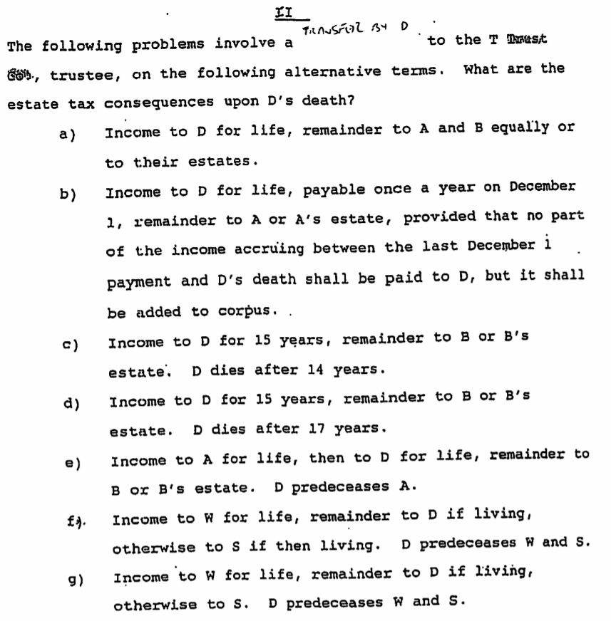 9., trustee, on the following alternative terms. What are the estate tax
